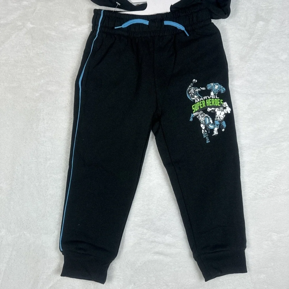 Marvel Avengers 3 Piece Set Hoodie T-Shirt Joggers‎ Boys 3T Blue Green Black New